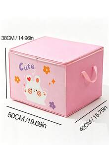 1pc Cartoon Animal Print Large Capacity Storage Box, Foldable Dustproof Waterproof, Suitable For Clothes Bedding Miscellaneous Items, Girls Home Decor Gift, Storage Room Organization And Home Supplies Tidy Organizer Box - Layer - View 8