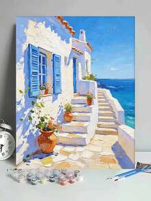 1pc Digital Oil Painting Landscape Theme - DIY Handmade Art, Home Wall Decor, Canvas Oil Painting Decoration Birthday, Party And Holiday Gift, Includes Brushes And Paints - Sets - View 2