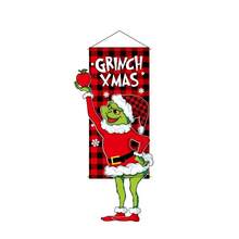 The Grinch The 1PC Christmas Print Hanging Cloth Banner, Hanging Painting Frame, Party Atmosphere Decoration Prop, Home Wall Decor, Store Window Display, Holiday Photo Backdrop, Reusable Christmas Scene Decoration, Easy Installation And Foldable Storage, Suitable For Christmas Party Decor - 110*40cm - View 7