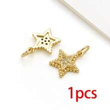 1pc 18K Golden Plated Celestial Charms Paved Crystal Sun Moon Star Rainbow Mini Pendants For DIY Bracelet Necklace Earring Jewelry Making Findings - Gold - View 19