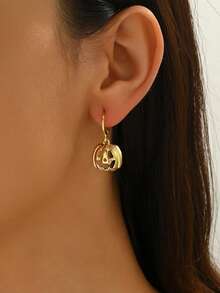 1 Pair Fashionable Creative Niche Design Halloween Pumpkin Earrings, Versatile For Women's Daily Wear - Gold - View 3