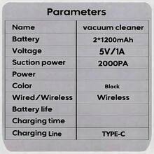 High Power Wireless Vacuum Cleaner (USB Charging; Suitable For Home And Car Use; Handheld Design; Powerful Suction; Dual Function Vacuum And Blower; Built-In 2*1200mAh Battery) - Brushless Vacuum Cleaner - View 11