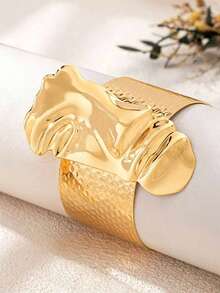 1pc Vintage Abstract Geometric Quirky Personalized Exaggerated Creative Design Portrait Bracelet - Gold - View 4
