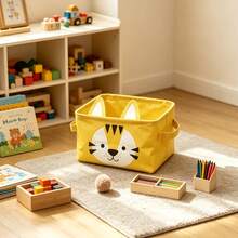 Cute Cartoon Animal Storage Basket, Desktop Organizer Box, Desk Stationery And Bookshelf Storage Box, Wardrobe Miscellaneous Storage Box, Underwear Divider Storage Box, Storage Box, Foldable Miscellaneous Storage Box, Built-In Waterproof Coating, Cartoon Desktop Frame Miscellaneous Cosmetics Storage Box, Stationery Storage Basket, Cute 4 Colors With Ears Desktop Box - Multicolor - View 7