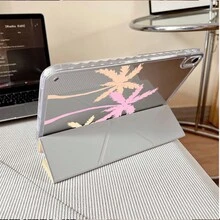 1件馬卡龍水彩粉色棕櫚樹印花三折保護殼，附筆槽，自動休眠/喚醒，防震透明背板平板保護套，相容於 iPad 10.9/10.2/Air 5th Gen/Pro 11/10th/9.7/Air 2/7th/8th Gen/Air 4/5/Air 13/11(M3 2025)/11(A16 2025)，相容於 Oppo Pad，相容於 MatePad，相容於 Honor Pad - 彩色 - 查看 7