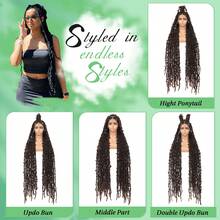 Full Lace Front Triangle Knotless Locs Braided Wigs With Baby Hair 48 Inches Super Long Braids Wig With Butterfly Lace Frontal Braid Synthetic Wigs, Halloween - Multicolor - View 7