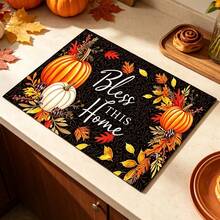1pc Dish Drying Mat, Coffee Machine Mat, Autumn Pumpkin Blessing Theme Dish Drying Mat, Protects Countertop From Cup And Plate Bumps And Scratches, Suitable For Daily Kitchen Dish Draining, Fits Thanksgiving Autumn Harvest Home Holiday Atmosphere, Multi-Purpose Draining Mat, Home Gift, Tabletop Decoration - XYLSD-1023 - View 3