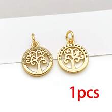 1pc 18K Golden Plated Charms Tree Of Life Palm Sunflower Daisy Leaf Enamel Rhinestone Pendants For DIY Bracelet Necklace Jewelry Making Findings - Gold - View 9