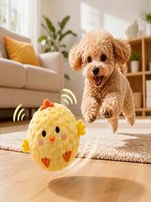 1pc Yellow Chick Pet Interactive Bouncing Sound Toy Ball, Fun Companion For Dogs And Cats, Relieves Boredom, Features Sound Function To Attract Dogs And Cats, Made Of Chew-Resistant Material, Slow Rebound Pet Toy, Perfect Pet Gift - Multicolor - View 1