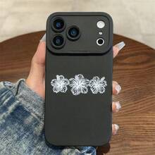 Cute Hibiscus Flower Pattern Phone Case, Compatible With IPhone 18 Pro Max 17 16 15 Plus 14 13 12 11 Pro 17e, Shockproof Matte TPU Soft Shell - Black - View 1