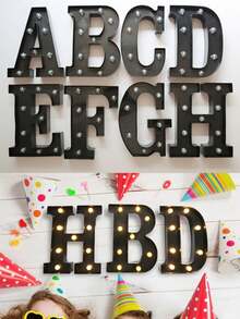 1pc 22cm Black DIY Spelling LED Letter Number Lamp, Battery Powered Luminous Alphabet Sign Light, Wedding Backdrop Decor Home Bedroom Decor Table & Wall Mount Decor Lamp For Holiday Celebration Birthday Wedding Party Favors - Black - View 10