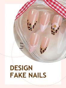24pcs Almond Shape Press On Nails Leopard Print Pink 3D Flower Lace Fake Nails, 3D Gel Nail Stickers, Nail Supplies,DIY False Nails Y2K Acrylic Nail Kit With Jelly Gel & Nail File,Accessories For Women,For Autumn Party Daily Dating Wear - Multicolor - View 3