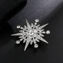 1pc Elegant Alloy Inlaid Sparkling Rhinestone Star & Sun Decorative Brooch, Suitable For Men & Women Daily Wear And Party - Star - View 4