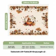 1pc Autumn Forest Animal Tablecloth, Squirrel Hedgehog Maple Leaf Pumpkin Thanksgiving Harvest Print Pattern, Single-Sided Print, Suitable For Tabletop, Washable And Reusable, Suitable For Indoor, Outdoor, Yard, Wedding, Banquet, Party, Outdoor Dining, Craft Exhibition, Banquet Event Decoration - Multicolor - View 11