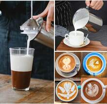 400 ml manuell mjölkskummare i rostfritt stål, handhållen mjölkskummare med dubbelmask och pressmekanism för kaffe, cappuccino och latte - Silver - Visa 8
