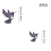 1/2/3PCS Gemstone Rhinestone Purple Green Hummingbird Heat Transfer Iron-On Patch, Luxury Crystal Bird Iron-On Sticker, DIY Decoration For T-Shirt, Hoodie, Pillow, Fabric Bag Patch - Multicolor - View 3