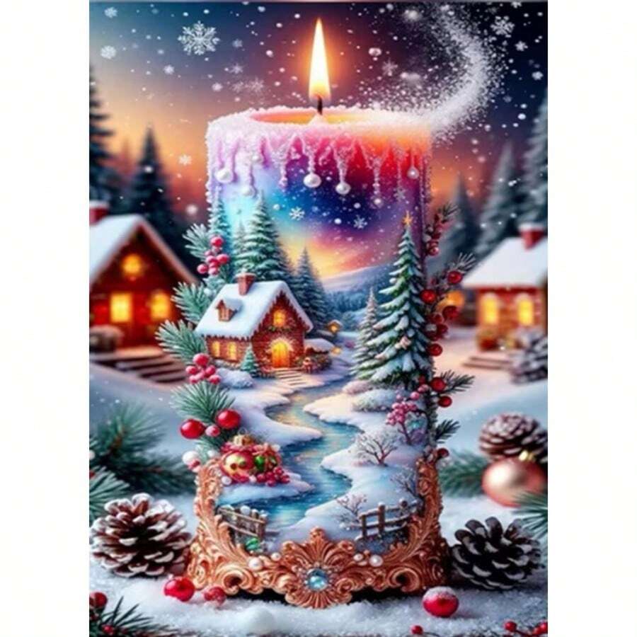 1PC DIY 5D Diamond Painting Kit Christmas Theme Pattern - Round Full Diamond Art Mosaic Craft, Home Wall Decor, Unframed - No Frame - View 1