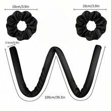 3pcs Black Heatless Curling Rods, Reusable Hair Curler Headband, No Heat Required, Ribbon Hair Curler With Hair Clips, Create Natural Soft Wavy Curls, DIY Curling Tool, Sleep Styling Tool - Black - View 7