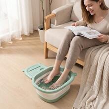 Foldable Foot Soak Tub With Massage Points & Cover, Portable Collapsible Foot Spa Basin, Space‑Saving Foot Bath Bucket For Household Dormitory - One Size - View 6