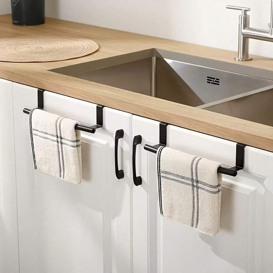Giá treo khăn đơn, chất liệu nhựa, gắn cửa tủ, thanh treo khăn mặt sau cửa tủ, giá treo khăn lau, giá treo dụng cụ, thanh treo khăn không cần khoan, giá lưu trữ nhà bếp, đồ dùng nhà bếp, giá lưu trữ, giá treo, dụng cụ nhà bếp, công cụ sắp xếp nhà bếp, tiện ích nhà bếp - A - Xem 1