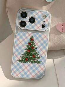 Compatible With Iphone17/17PRO/17PROMAX/17Air/16/16e/16PRO/16PROMAX/16PLUS/15/14/13/12/11/X/XS/XR Series, 1pc Fashionable Personalized Plaid Christmas Tree Pattern Full Coverage Button Classic Anti-Drop Metallic Paint Premium Texture Soft Texture PU Leather Phone Case, Suitable As Birthday Gift, Holiday Gift For Friends, Family, Couples, Yourself - Multicolor - View 4