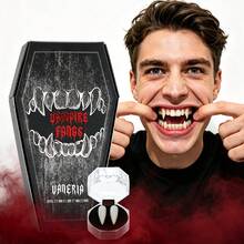 Set 4 Pasang Taring Vampir, Tersedia 4 Ukuran, Taring Vampir Halloween - Taring Resin Putih Tajam Realistis, Cocok untuk Kostum Halloween, Zombie, Setan, Pesta Gotik - Aksesori Taring Vampir Wanita yang Dapat Dipakai Sepanjang Tahun, Desain Minimalis, Pengerjaan yang Indah, Aksesori Cosplay Horor, Bahan Tahan Lama, Penting untuk Penggemar Cosplay - MultiWarna - View 4