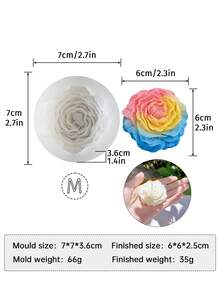 1件/2件/4件3D牡丹花蜡烛硅胶模具，手工皂，玫瑰蛋糕装饰烘焙工具 - 無色 - 查看 15