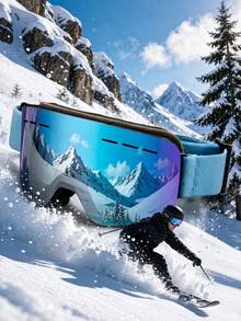 Large Frame Full-Coverage Double-Layer Anti-Fog Ski Goggles, Frameless Design With Detachable Lenses, Unisex - Suitable For Winter Skiing, Snowboarding, Outdoor Sports, Professional Grade Ski Glasses, Couple Style - Double-Layer Foam For Comfortable And Breathable Wear, Includes Portable Goggle Case - A - View 4