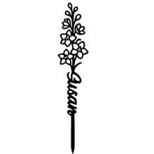 1pc Customized Floral Memorial Stake, Metal Tombstone, Rose Cemetery Plaque, Birth Flower, Memorial Garden Stake - Black - View 34