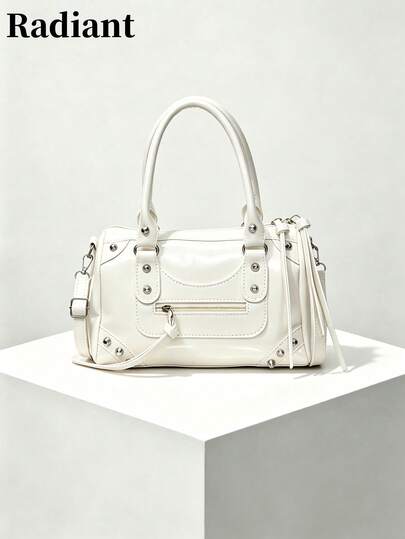 Vintage Punk Mechanical Style Large Capacity Office PU Leather Women's Handbag, Shoulder Underarm Bag, Women's New Tote Bag