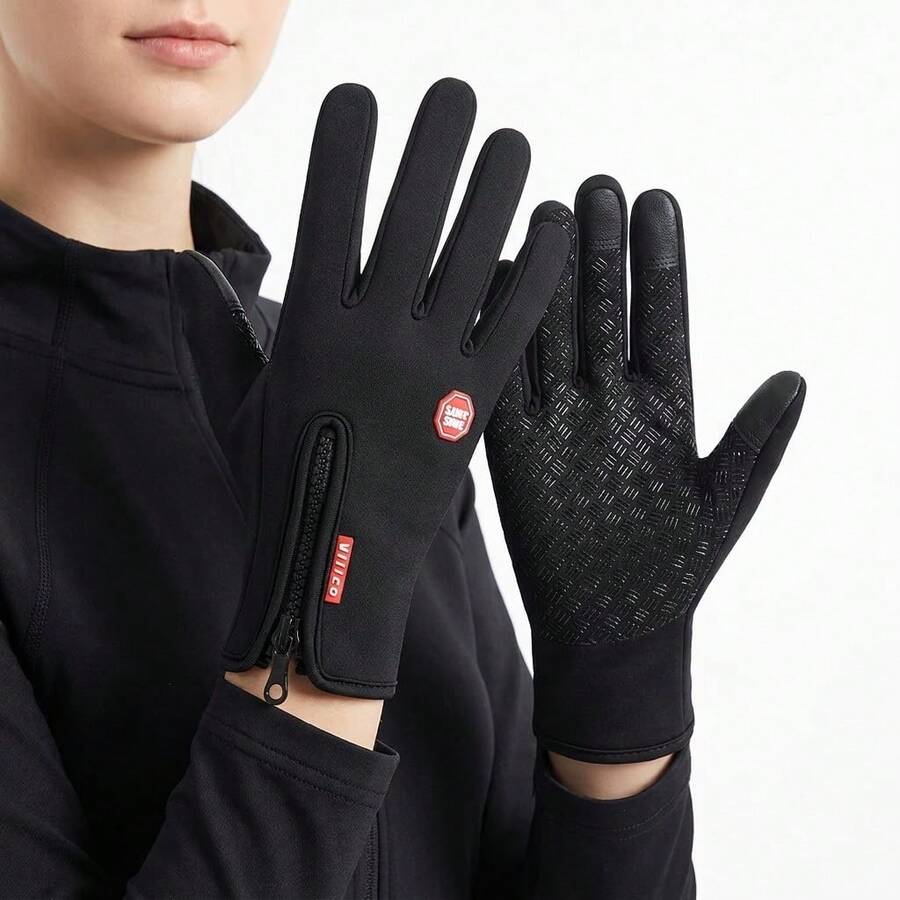 Vilico Winter Warm Gloves, Suitable For Men And Women, Zipper Gloves, Comfortable Ski Gloves - Multicolor - View 1