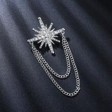 1pc Elegant Alloy Rhinestone Star Chain Cross Brooch, Suitable For Men And Women Daily And Party Wear - Cross - View 2