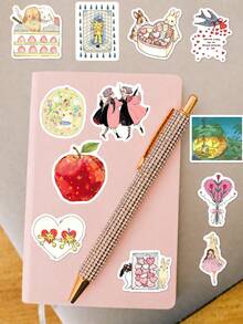 50Pcs PP Sweet Fairy Tale Stickers, Soft Vintage Dreamy Fairy Tale Cartoon Figures, For Decorating Scrapbooks, Helmets, Pencil Cases, Phone Cases - Multicolor - View 7