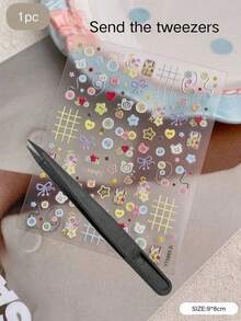 1pc Gentle & Sweet Printed Decorative Sticker + Free Tweezers, Multiple Styles Available, Macaron Pastel Color Palette, Collection Of Buttons, Floral, Plaid, Bows, Cherries And Other Diverse Elements, Thin And Smooth Texture, Waterproof And Moisture-Resistant, Soft Adhesive Backing With No Residue, Exquisite And Rich Patterns, Can Decorate Notebooks, Speakers, Lighters, Aromatherapy And Other Personal Items, Create A Gentle And Unique Appearance - Button Series - View 10