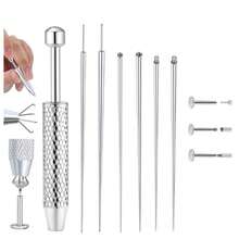 Stainless Steel Flat Bottom Earring Internal Thread Push Pin Piercing Grabbing Tool, Anti-Slip 4-Claw Gemstone Ball Grabbing Tool, Suitable For Replacing Jewelry - Upgraded Version - View 6
