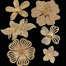 6件套香槟色水晶花朵DIY手工缝纫水钻装饰品，适用于服装、鞋子、包包、配饰 - 香檳色水鑽花 - 查看 11