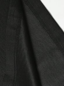 1pc T-Shirt, Solid Color Henley Collar Three-Button Design Loose Fit Long Sleeve Top, Faux Linen Textured Fabric, Skin-Friendly Soft Anti-Deformation, Elegant Slouchy Old Money Style, Suitable For Daily Commute And Friend Gatherings, Machine Washable And Dry Cleanable - Black - View 10