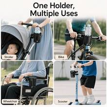 Universal Baby Stroller Cup Holder, Suitable For Bicycle, Stroller Storage, 360° Rotating Baby Stroller Cup Holder - Multicolor - View 3