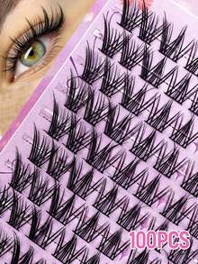 100pcs Cluster False Eyelashes 10-11mm C Curl Fine Textured Single Cluster Lashes Natural Makeup Look D Curl Fluffy Cluster Lashes DIY Eyelash Extensions Single Cluster - C - View 1