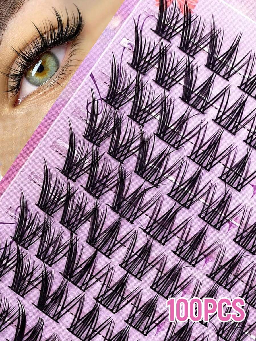 100pcs Cluster False Eyelashes 10-11mm C Curl Fine Textured Single Cluster Lashes Natural Makeup Look D Curl Fluffy Cluster Lashes DIY Eyelash Extensions Single Cluster - C - View 1