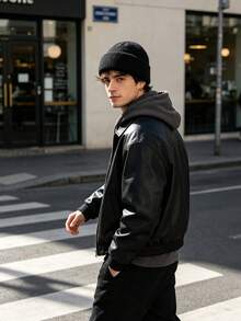 Unisex Solid‑Colour Knitted Beanie Hat, Stretchy Rib Cap For Autumn Fall Street Style Casual Daily Outdoor Wear - A - View 3