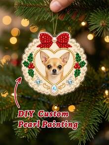 Custom DIY 3D Pearl Painting Pet Dog Photo Hanging Decor, Diamond Painting Suncatcher Home Christmas Decoration, Handmade Gift For Women - Multicolor - View 3
