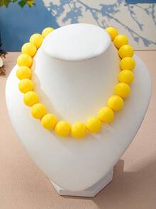 OABE 1pc Bohemian Style Dopamine Jelly Color Round Beaded Necklace, Suitable For Women's Daily Wear, Multiple Colors Available - 20 Beads - View 9