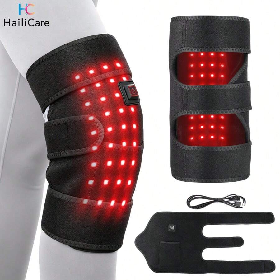 Hailicare Máy massage đầu gối ánh sáng đỏ 3 cấp nhiệt 36 đèn LED, máy sưởi ấm đầu gối cắm USB, quà tặng Giáng sinh (chỉ dùng nguồn USB, không pin) - Xem 1