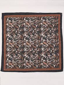 1pc Fashion Bohemian Y2K Vintage Leopard Print Square Scarf Headscarf, Contrast Color Border Neck Scarf Hair Accessory For Women, Suitable For Daily Casual Autumn/Winter Outfits - Multicolor - View 6