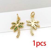 1pc 18K Golden Plated Charms Tree Of Life Palm Sunflower Daisy Leaf Enamel Rhinestone Pendants For DIY Bracelet Necklace Jewelry Making Findings - Gold - View 17