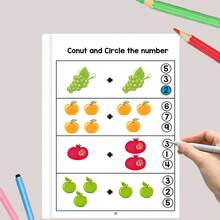 64 Pages Preschool Math Workbook, Number Arithmetic Practice, Fine Motor Skills & Logical Thinking Training, Cartoon Illustrations, Early Education Exercise Book, Children's Holiday Gift - Multicolor - View 7