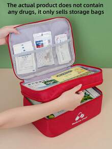 1pc Red Portable Double-Layer First Aid Kit, Epidemic Prevention And Health Kit, Home Life Rescue Kit, Outdoor Emergency Epidemic Prevention And Storage Bag The Actual Product Does Not Contain Any , It Only Sells Storage Bags - As Picture - View 11
