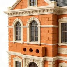 Miniature Realistic Brick Building Blocks Set, Suitable For Miniature Model Garden Architecture, Red Three-Hole Bricks - A - View 7