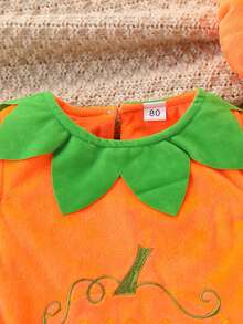 2pcs/Kids/Halloween/Pumpkin Embroidered Sleeveless Tank Top Set - Orange - View 2